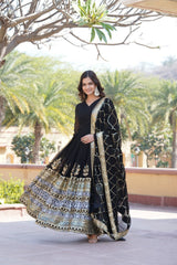 Precious  Embroidered Work Black Color Gown