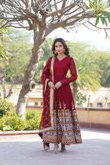 Precious  Embroidered Work Red Color Gown