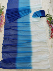 Beautiful Digital Print Ready To Wear Blue Color Saree