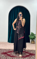 Outstanding Embroidery Work Black Color Anarkali Suit