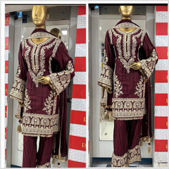 Embellished  Sequences Embroidery Work Red Color Anarkali Suit