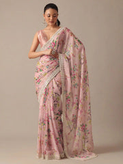 Glorious Embroidery Codding Peach Color Saree