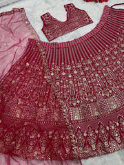 Fashionable Embroidered Sequence Work Pink Color Lehenga Choli