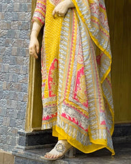 Luxuriant Digital Print Yellow Color Anarkali Suit