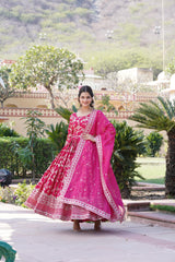 Delightful Sequins Embroidered Work Pink Color Gown