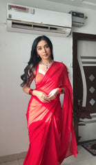 Outstanding Georgette Silk Red Color Ready To Wear Saree