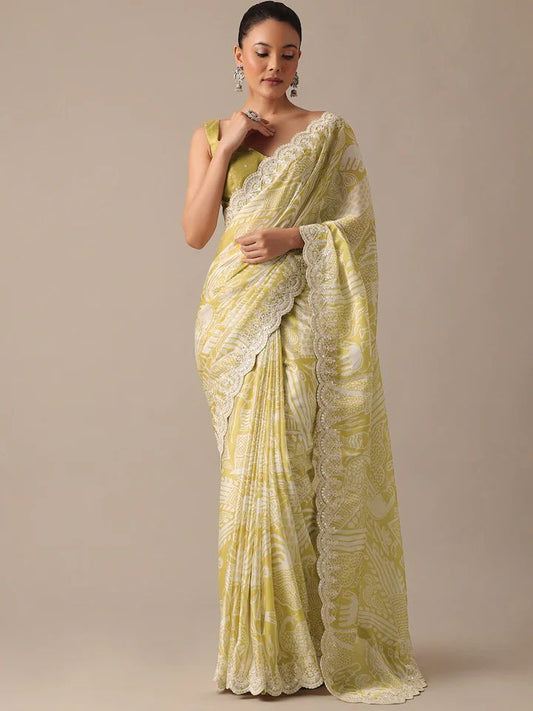 Admiring Banglory Silk Sky Yellow Color Saree