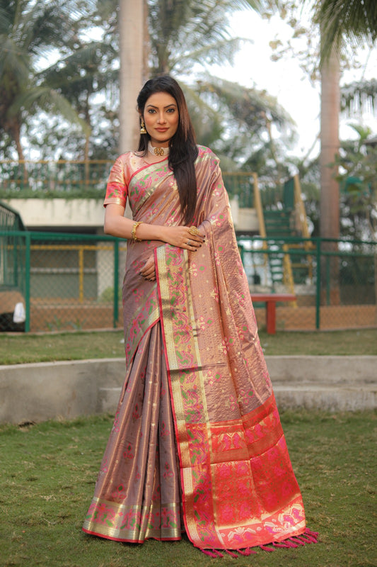 Amazing Patola Print Red Color Organza Sarees