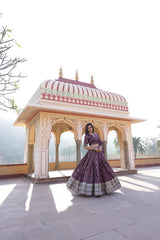 Charming Embroidered Sequins Work Wine Color Lehenga Choli