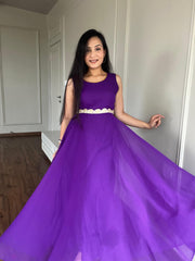 Admiring Heavy Embroidery Work Purple Color Gown