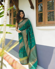 Embellished Soft Silk Green Color Saree