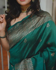 Embellished Soft Silk Green Color Saree