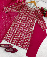 Precious Embroidery Work Red Color Anarkali Suit