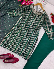 Precious Embroidery Work Green Color Anarkali Suit