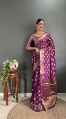 Party Wear Purple Color Ready To Wear Saree