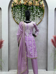 Graceful Thread Work Onion Color Suit