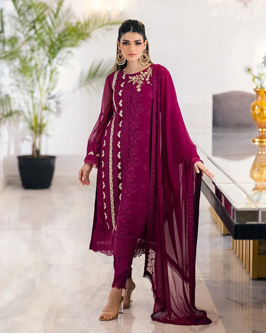 Presenting Sequences Embroidery Work Pink Color Anarkali Suit