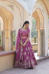 Mesmerizing Embroidered Sequins Work Pink Color Lehenga Choli