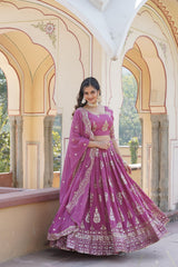 Mesmerizing Embroidered Sequins Work Pink Color Lehenga Choli