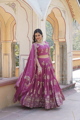 Mesmerizing Embroidered Sequins Work Pink Color Lehenga Choli