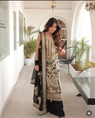 Charming Embroidery Work Black Color Sharara Suit