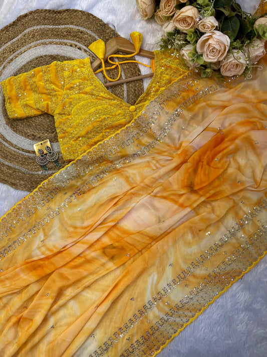 Captivating Rangoli Silk Yellow Color Saree