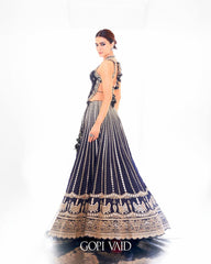 Presenting Embroidery Work Blue Color Lehenga Choli