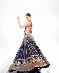 Presenting Embroidery Work Blue Color Lehenga Choli