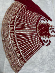 Presenting Embroidery Work Maroon Color Lehenga Choli