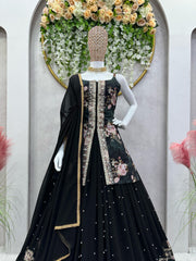 Beautiful Thread With Sequence Work Black Color Lehenga Choli