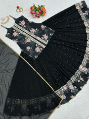 Beautiful Thread With Sequence Work Black Color Lehenga Choli