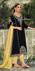 Delightful Embroidered Work Black Color Palazzo Suit