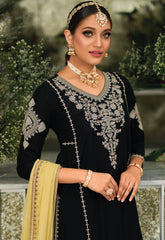 Delightful Embroidered Work Black Color Palazzo Suit