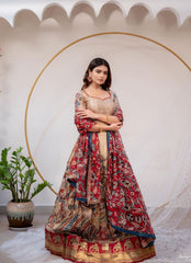 Elegant Kalamkari Print Cream Color Lehenga Choli