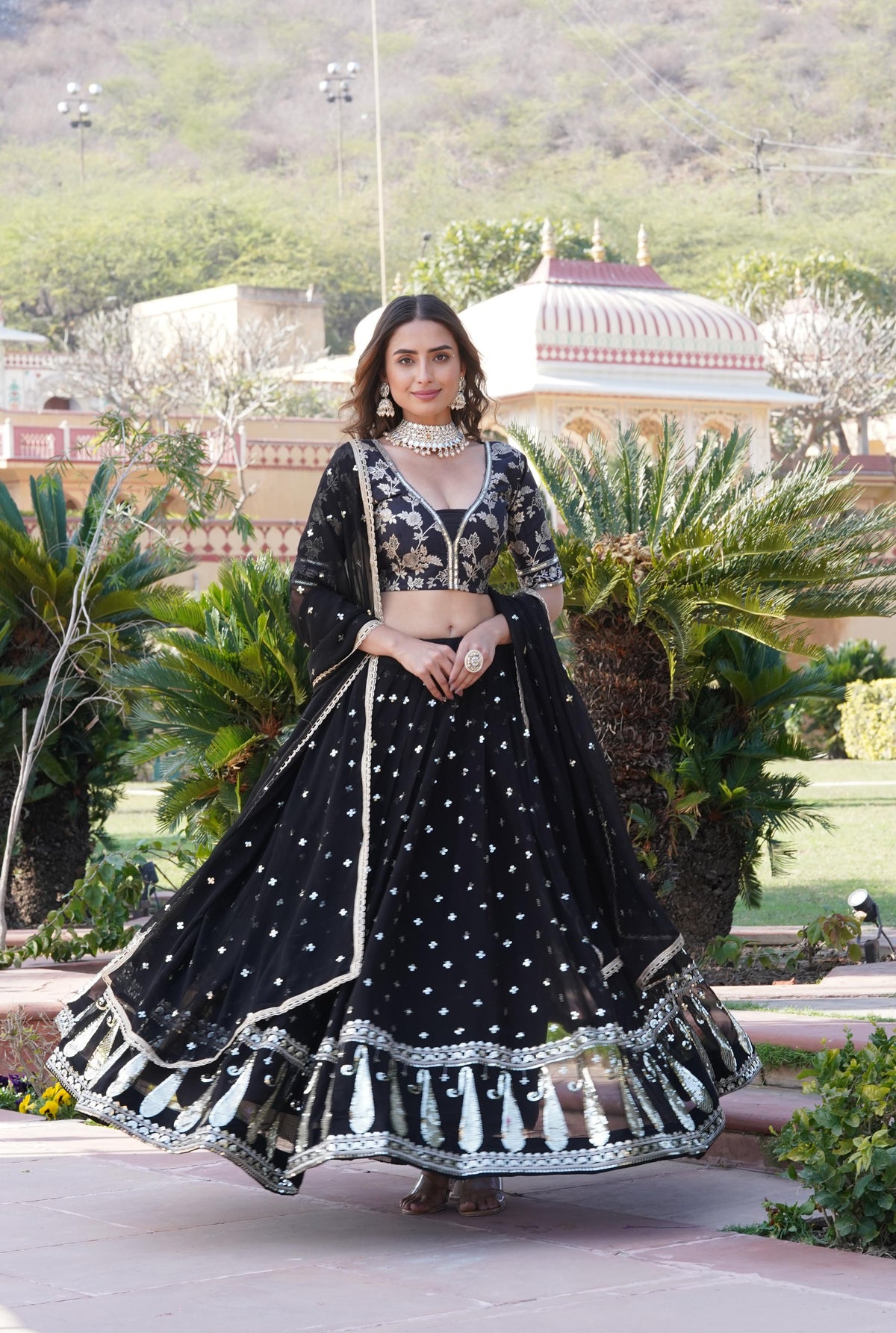 Glorious Sequence Work Black Color Lehenga Choli