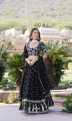 Glorious Sequence Work Black Color Lehenga Choli