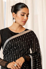 Wonderful Sequence Embroidery Work Black Color Saree