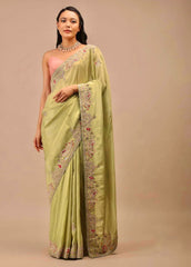 Captivating Embroidery Work Perrot Saree