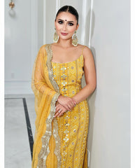 Marvelous Embroidery Work Yellow Color Anarkali Suit