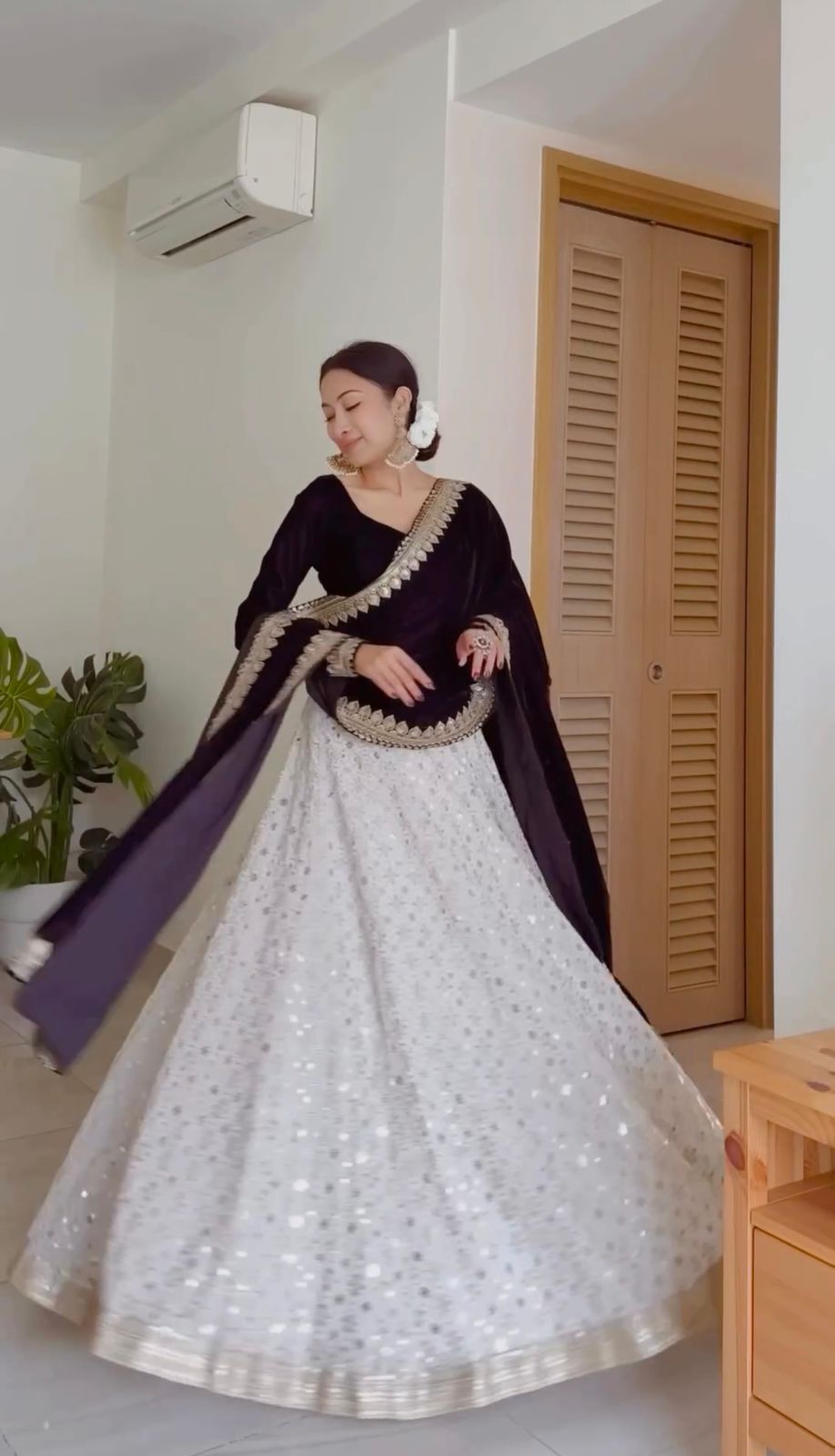 Flattering Black And White Party Wear Lehenga Choli