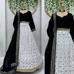 Flattering Black And White Party Wear Lehenga Choli