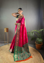 Preferable Pink Color Rangeen Patola Silk Saree