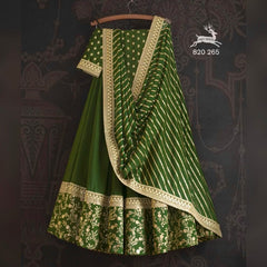 Good Looking Parrot Green Color With Work Lehenga Choli