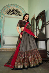 Luxuriant Gray Color Function Wear Lehenga Choli