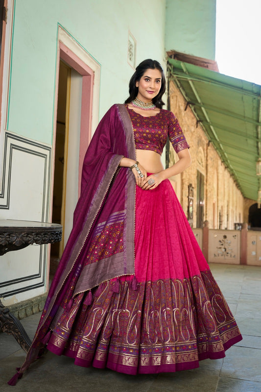 Luxuriant Pink Color Function Wear Lehenga Choli