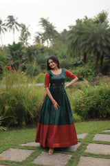 Festive Wear Green Color Jacquard Silk Gown