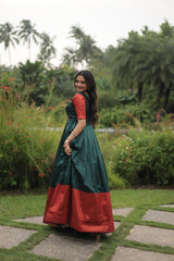 Festive Wear Green Color Jacquard Silk Gown