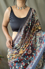 Beautiful Mustered Color Digital Printed Cotton Saree