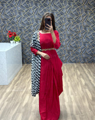 Wonderful Hand Work Red Color Gown