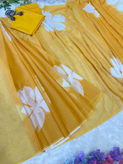 Fabulous Yellow Color Ready To Wear Printed Saree